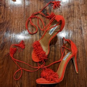 Steve Madden. Red fringe heels. New without box. 9.